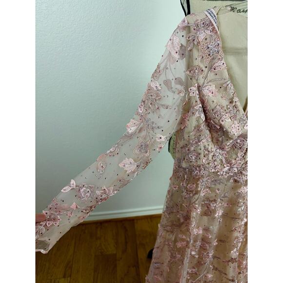 B58 Mac Duggal Floral Long Gown Womens 8 Modest Wedding Garden Coquette Gala - Picture 6 of 11